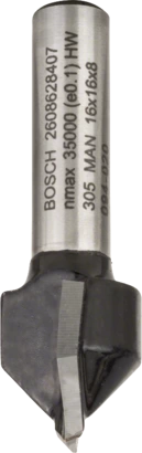 BOSCH	بنطة راوتر للتجاويف علي شكل V قطر 8 مم - اجمالى الطول 45 مم	2608628407