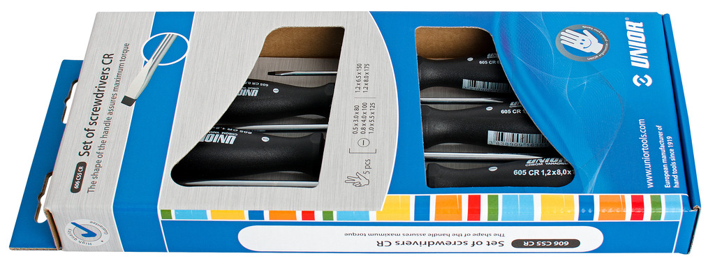 UNIOR	UN-617017	طقم مفك يد أسود عادة 5 قطع