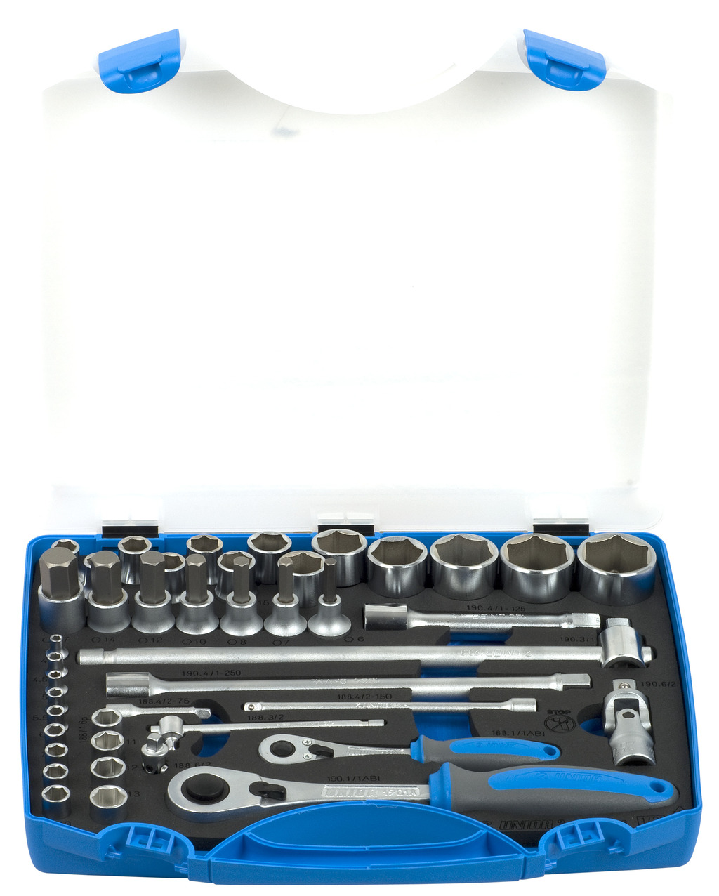 UNIOR	UN-611944	طقم لقم 1/2" + 1/4"  43 قطعة