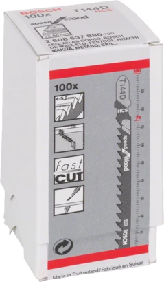 BOSCH	سلاح منشار اركيت للخشب قطعيه مستقيمه و خشنه 100 قطعه T144D	2608637880