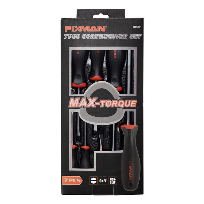 fixman D1801طقم مفك 8 فطع عادة وصليبة 6.5x1.2x38mm,4x0.8x100mm,5.5x1.0x100mm,6.5x1.2x150mm,PH1x100mm
