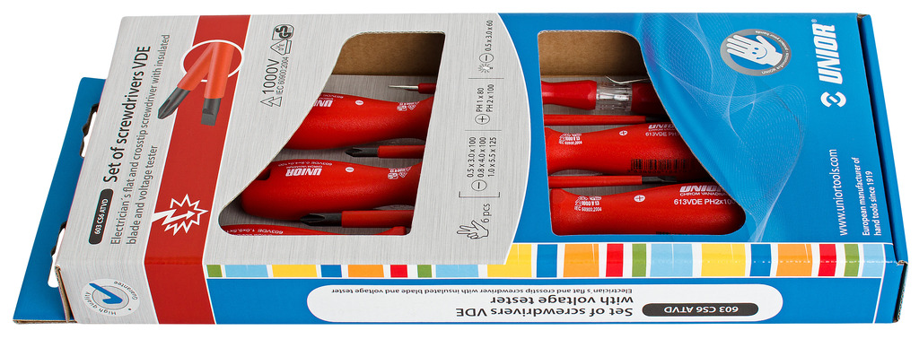 UNIOR	UN-617045	طقم مفك معزول يد احمر 1000 فولت 6 قطع