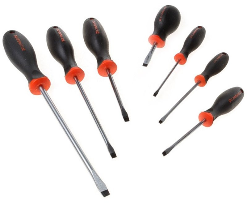 fixman D1802طقم مفك 7 قطع عادة 6.5x1.2x38mm,3x0.5x75mm,4x0.8x100mm,5.5x1x100mm,6.5x1.2x100mm,6.5x1.2x150mm,8x1.2x200mm