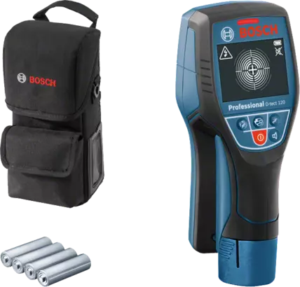 BOSCH D-TECT 120 جهاز كشف المعادن والاخشاب والكابلات الحية والمواسير البلاستيك 15 سم 