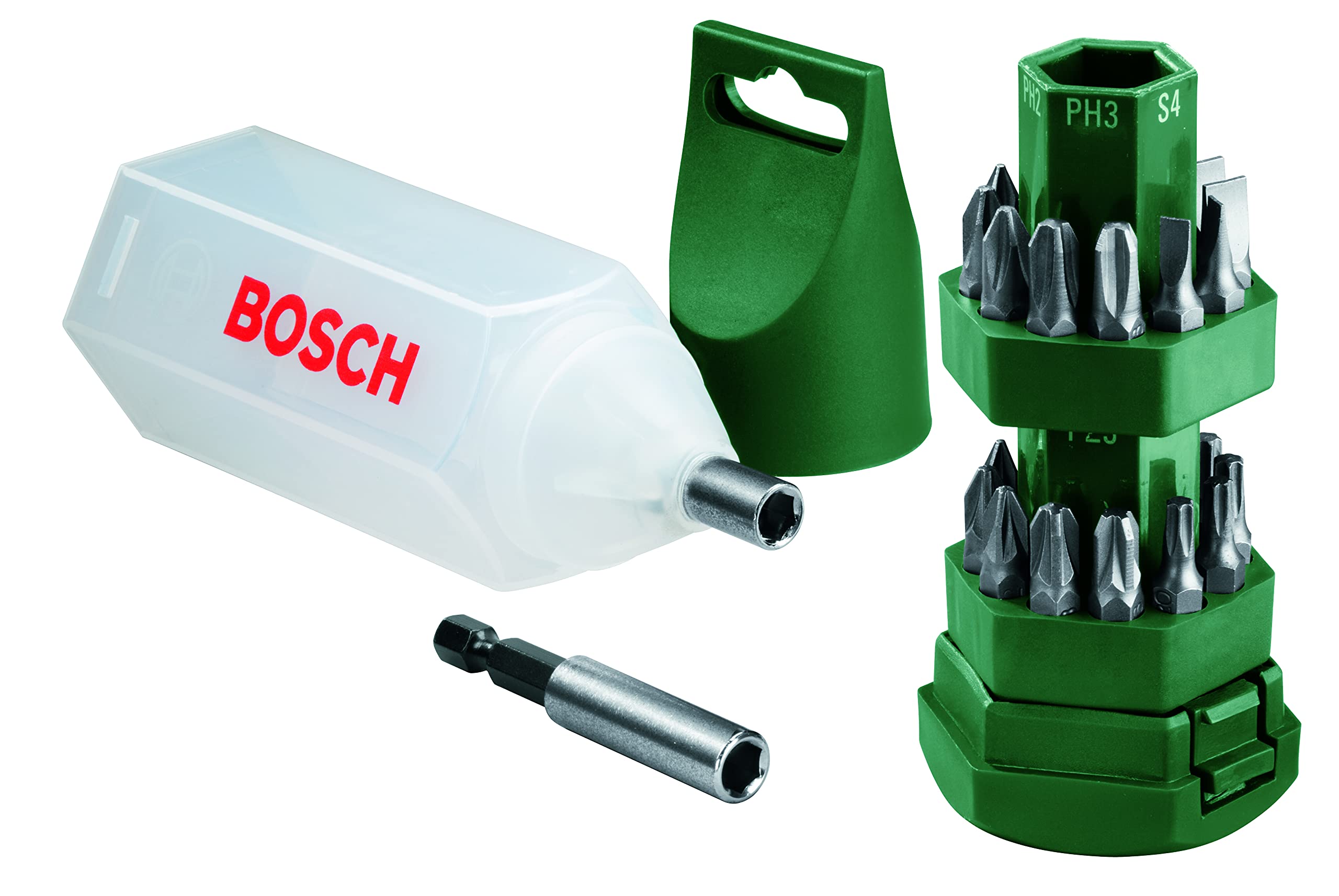 BOSCH	تشكيله من سنون المفكات 25 قطعه + ادابتر 	2607019503