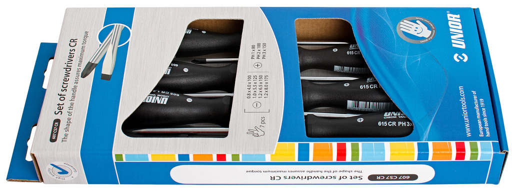 UNIOR	UN-617026	طقم مفك يد اسود عادة وصليبة 7 قطع