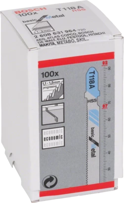 BOSCH	سلاح منشار اركيت للحديد قطعيه مستقيمه 100 قطعه T118A	2608631964